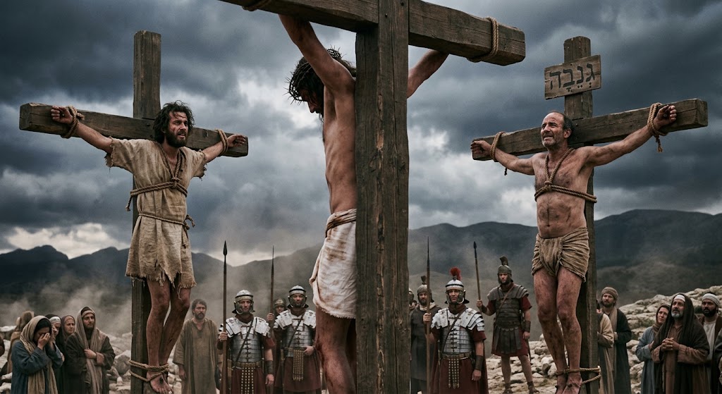 Quem foi crucificado com Jesus?